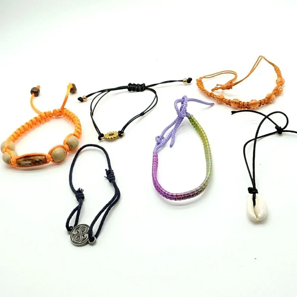 6 Adjustable Tie Sliding Knot Bracelets